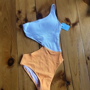 NWT Cupshe Candy Rain yellow and white swimsuit